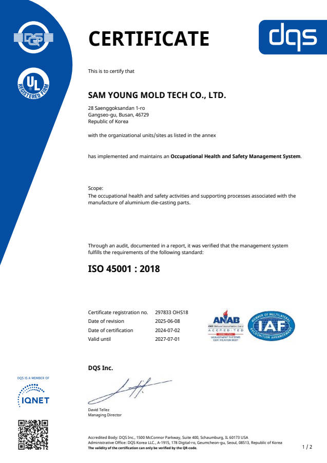 ISO 45001 Certificate